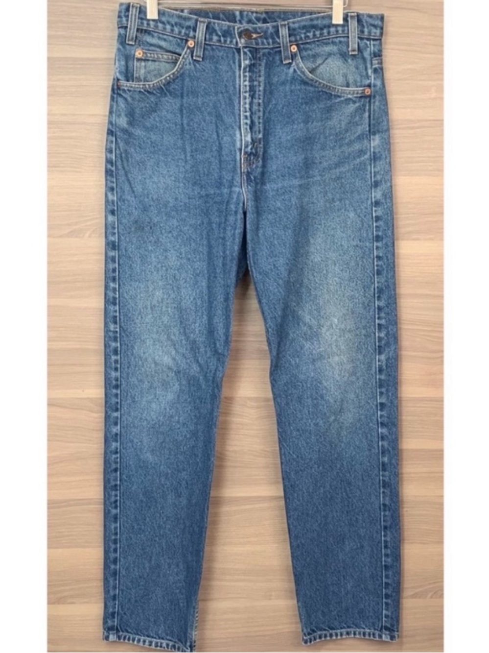 Levi's 504 Men's Medium Blue Relaxed Straight Jeans orange tab little “e” 34x32